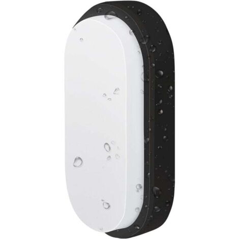 LED Außenwandleuchte, 15W Oval Schwarz Außenbeleuchtung 4000K 980Lm, Außenbeleuchtung Geschützt IP54 Wasserdicht, 1 Stück [Energieklasse F]