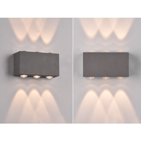 LED Außenwandleuchte 2er SET Anthrazit mit Up and Down Light, Breite 14cm