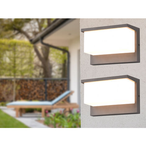 LED Außenwandleuchte 2er SET in Anthrazit & Weiß, Breite 23cm