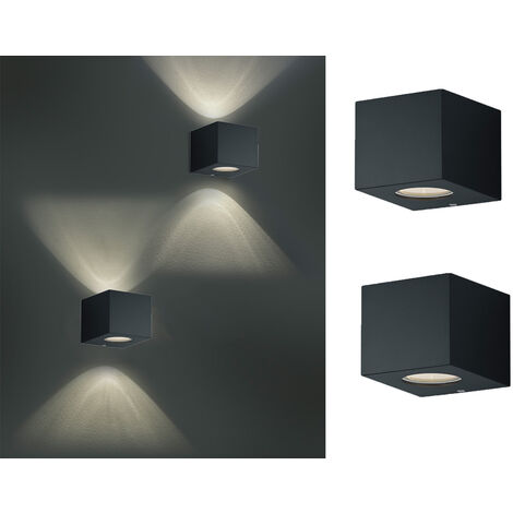 LED Außenwandleuchte 2er Set Up and Down Light eckig in Schwarz