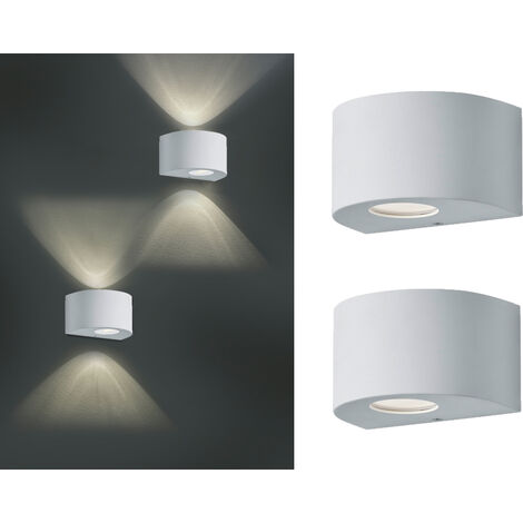 LED Außenwandleuchte 2er Set Up and Down Light rund in Weiß