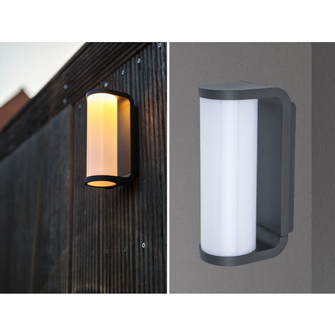 LED Außenwandleuchte ADALYN Schwarz, Glas-Zylinder IP44, 7x20cm