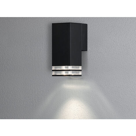 LED Außenwandleuchte ALU Down Light Schwarz Effektstreifen IP44, Höhe 19cm