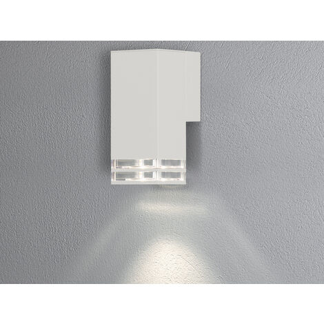 LED Außenwandleuchte ALU Down Light Weiß Effektstreifen IP44, Höhe 19cm