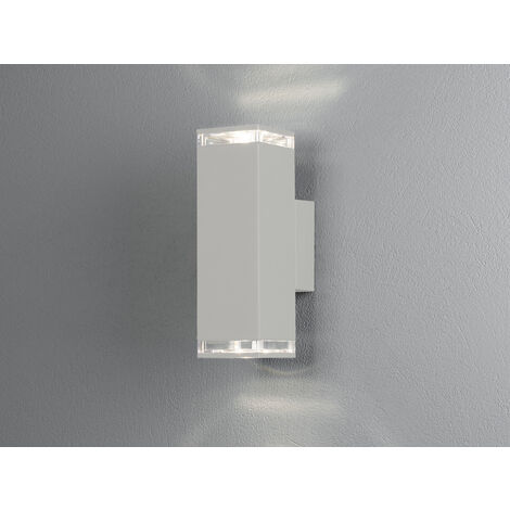 LED Außenwandleuchte ALU Up and Down Weiß Effektstreifen IP44, Höhe 23,5cm