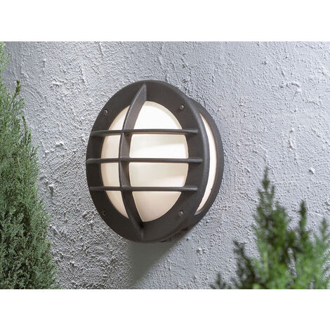 LED Außenwandleuchte Aluminium Schwarz & Acrylglas Weiß, Ø 31cm