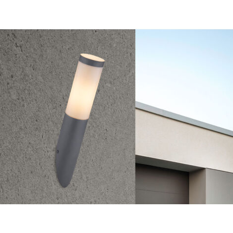 LED Außenwandleuchte aus Edelstahl in Anthrazit & Opal, Höhe 39cm