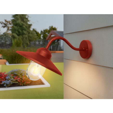 LED Außenwandleuchte aus Edelstahl in Oxidrot, Ausladung 42cm
