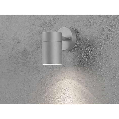 LED Außenwandleuchte Downlight, Höhe 12cm, Aluminium Grau