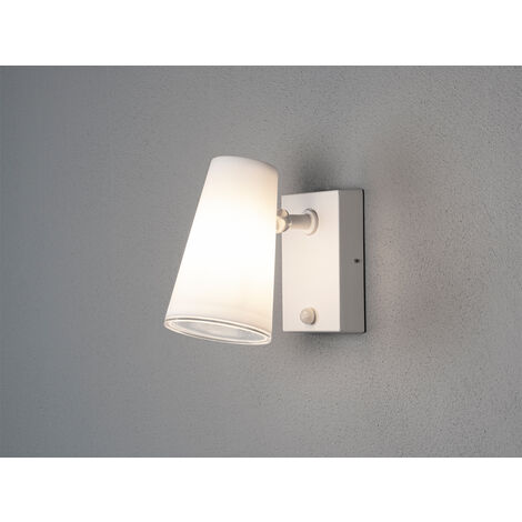 LED Außenwandleuchte Downlight Weiß mit Bewegungssensor, Höhe 21,5cm IP54 E27