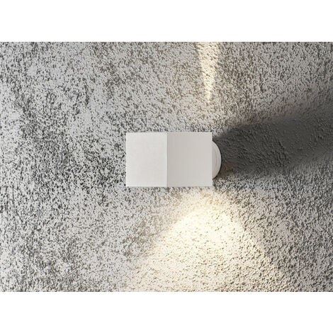 LED Außenwandleuchte eckiger Wandspot Up-Down, Höhe 9cm, Weiß