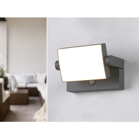LED Außenwandleuchte KANSAS ALU in Anthrazit mit Bewegungsmelder, Breite 20cm