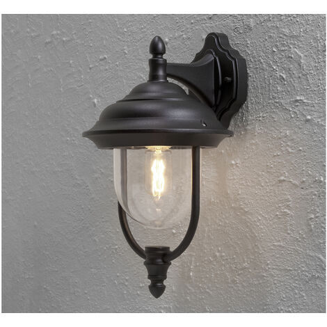 LED Außenwandleuchte, Landhaus Laterne hängend Höhe 46cm, Schwarz