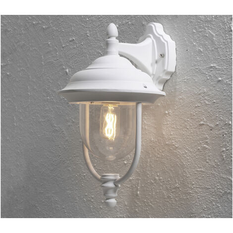 LED Außenwandleuchte, Landhaus Laterne hängend Höhe 46cm, Weiß