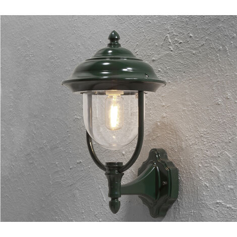 LED Außenwandleuchte, Landhaus Laterne stehend Höhe 43cm, Grün