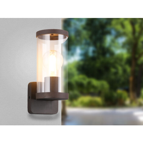 LED Außenwandleuchte, Laterne Aluminium Rostoptik, Höhe 23cm