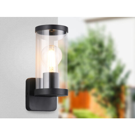 LED Außenwandleuchte, Laterne Aluminium Schwarz, Höhe 23cm