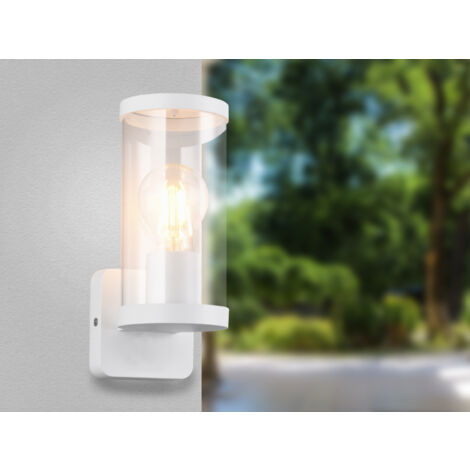 LED Außenwandleuchte, Laterne Aluminium Weiß, Höhe 23cm