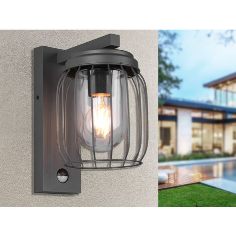 LED Außenwandleuchte Laterne mit Bewegungsmelder Höhe 28cm, Anthrazit