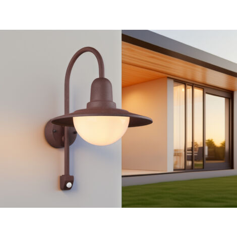 LED Außenwandleuchte mit Bewegungsmelder, Rostoptik, Höhe 45cm