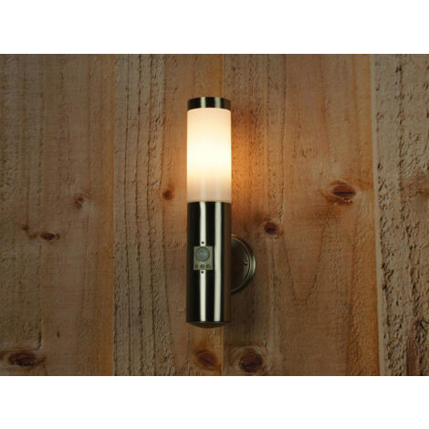 RANEX LED Außenwandleuchte mit Bewegungsmelder, Wandfackel Edelstahl