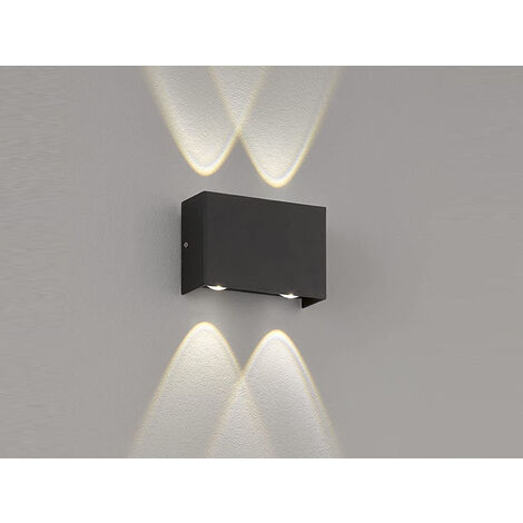 LED Außenwandleuchte NAIROBI Schwarz mit Up and Down Licht - 12cm breit