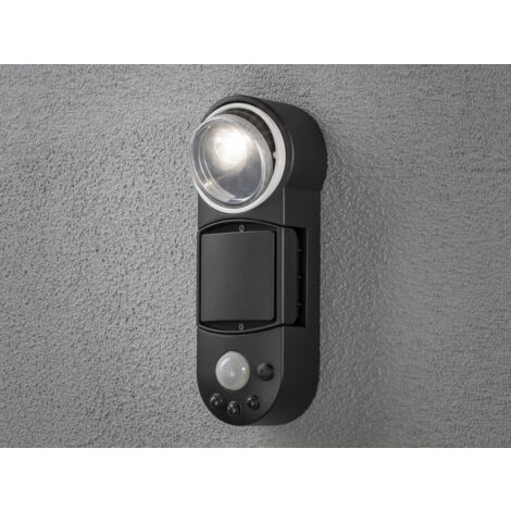 LED Außenwandleuchte PRATO mit Bewegungsmelder & Batterie, Schwarz, H: 26cm