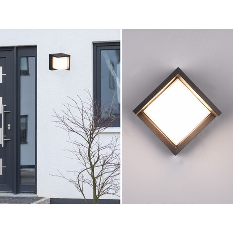 LED Außenwandleuchte PUNO Schwarz Fassadenbeleuchtung Würfel eckig 15x15cm
