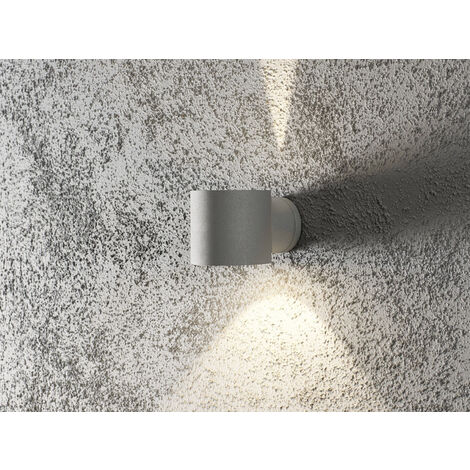 LED Außenwandleuchte runder Wandspot Up-Down, Höhe 9cm, Grau