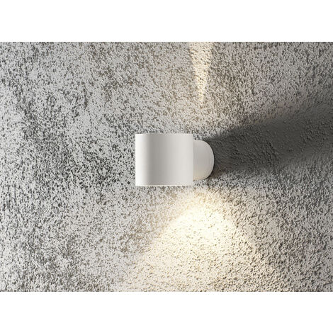 LED Außenwandleuchte runder Wandspot Up-Down, Höhe 9cm, Weiß