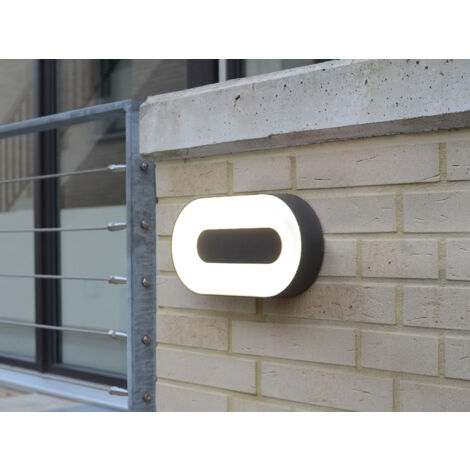 LED Außenwandleuchte UBLO, Aluminium, Silber Oval 21cm breit, IP44