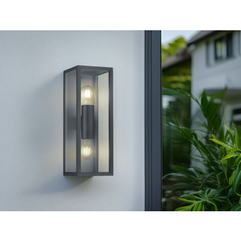 LED Außenwandleuchte Up & Down in Anthrazit mit Glas, Höhe 38cm