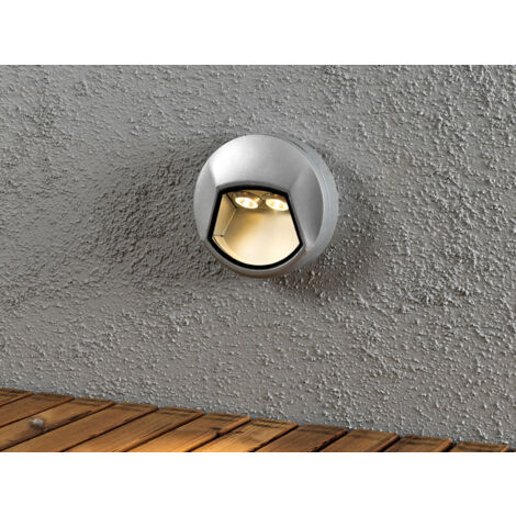 LED Außenwandleuchte / Wandaufbauleuchte CHIERI rund, Ø 14cm, Alu grau, IP44