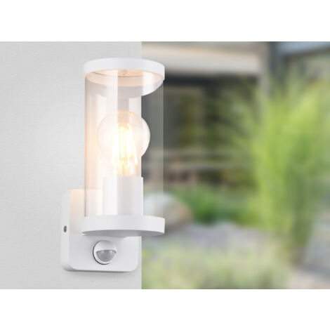 LED Außenwandleuchte Weiß mit Bewegungsmelder, Höhe 23cm