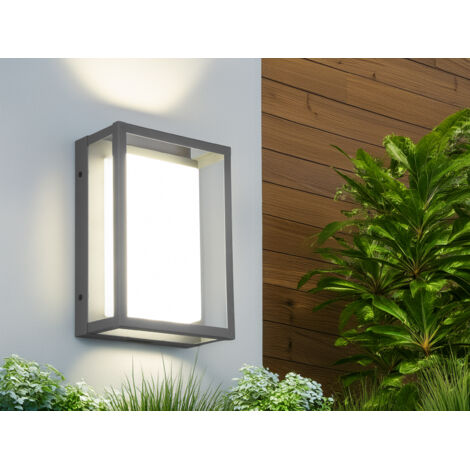 LED Außenwandleuchte WITHAM mit Metall Rahmen Anthrazit, Höhe 24cm