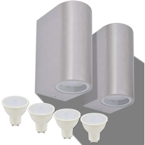 LED Außenwandleuchten 2 Stk. Rund Auf-/Abwärts vidaXL