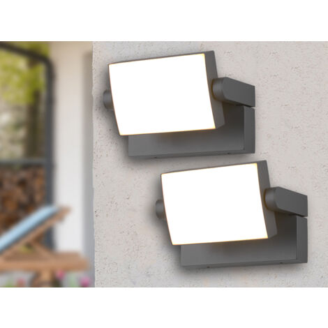 LED Außenwandleuchten 2er SET aus Aluminium in Anthrazit, Breite 20cm
