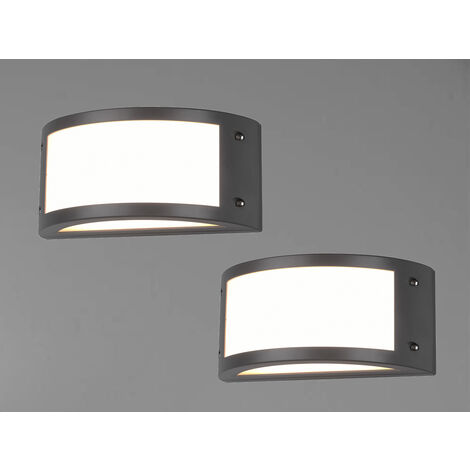 LED Außenwandleuchten 2er Set halbrund in Anthrazit, Breite 24,8 cm