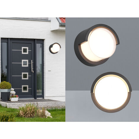 LED Außenwandleuchten 2er SET Schwarz Fassadenbeleuchtung IP54 rund Ø 15cm