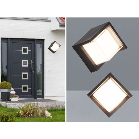 LED Außenwandleuchten 2er SET Schwarz Fassadenbeleuchtung Würfel eckig 15x15cm
