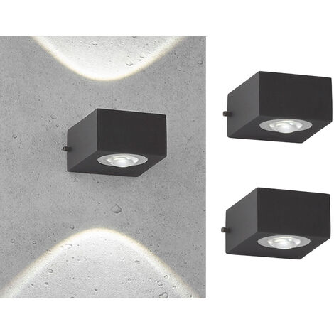 LED Außenwandleuchten 2er SET Schwarz mit Up and Down Licht - 8cm breit