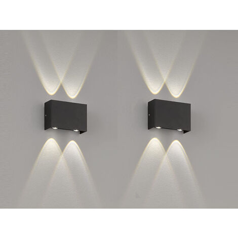 LED Außenwandleuchten 2er SET Schwarz mit Up Down Licht - 12cm breit