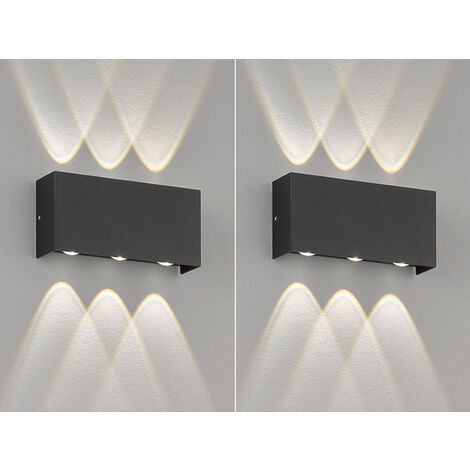 LED Außenwandleuchten 2er SET Schwarz mit Up Down Licht - 17cm breit