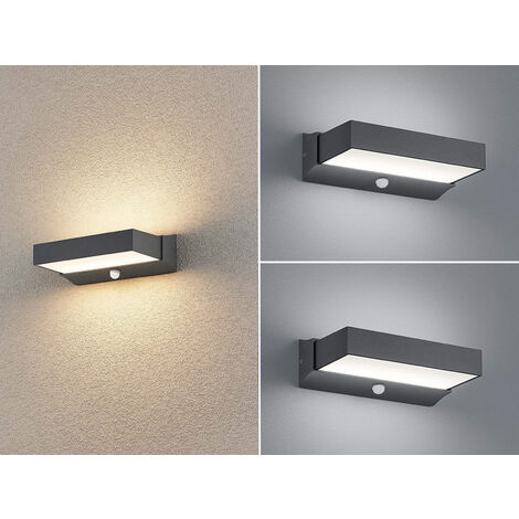 LED Außenwandleuchten mit Bewegungsmelder, Anthrazit, IP65 - 2er Set