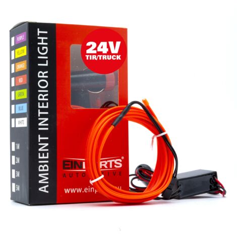 LED-Auto-Ambientebeleuchtung mit Glasfaseroptik, 24 V, Rot, 2 Meter