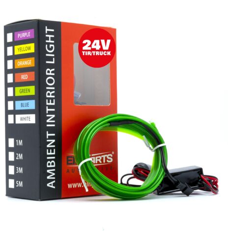 LED Auto Fiberoptik Ambientelicht 24V Grün 2 Meter