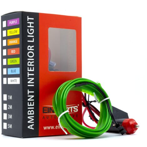 LED Auto Fiberoptik Umgebungslicht 12V Grün 2 Meter