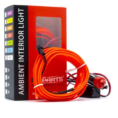 LED Auto Lichtleiter Umgebungslicht 12V Rot 3 Meter