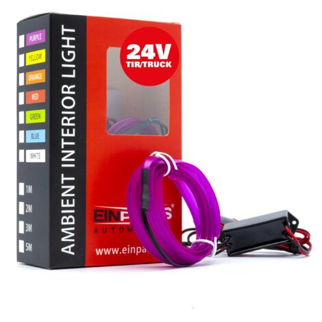 LED Auto Lichtleiter Umgebungslicht 24V Lila 1 Meter