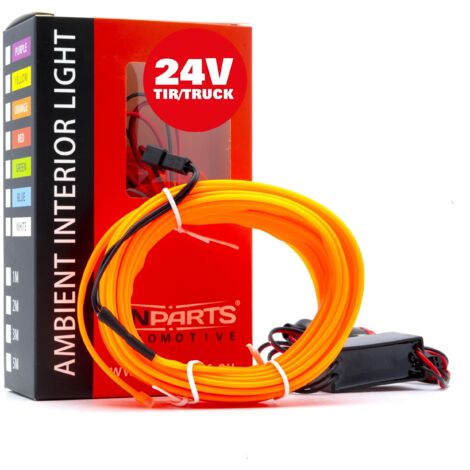 LED Auto Lichtleiter Umgebungslicht 24V Orange 5 Meter